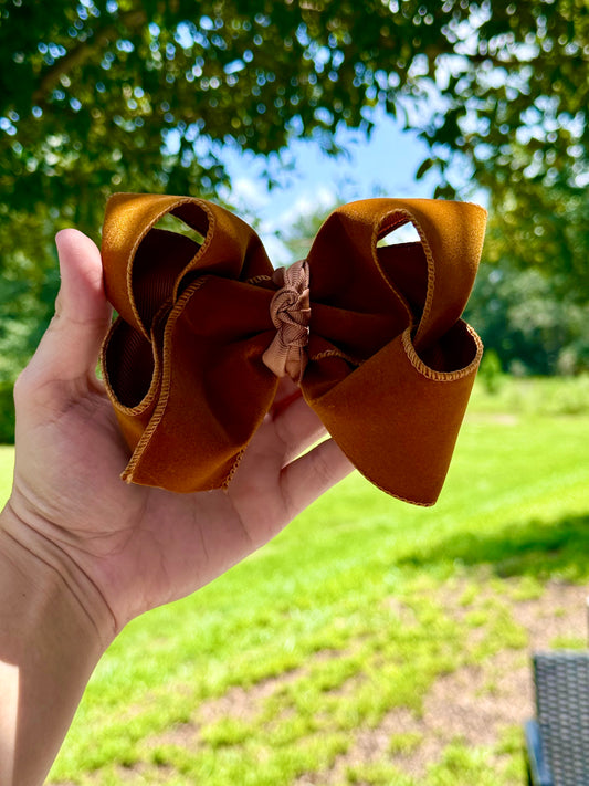 Rust Brown Velvet Bow