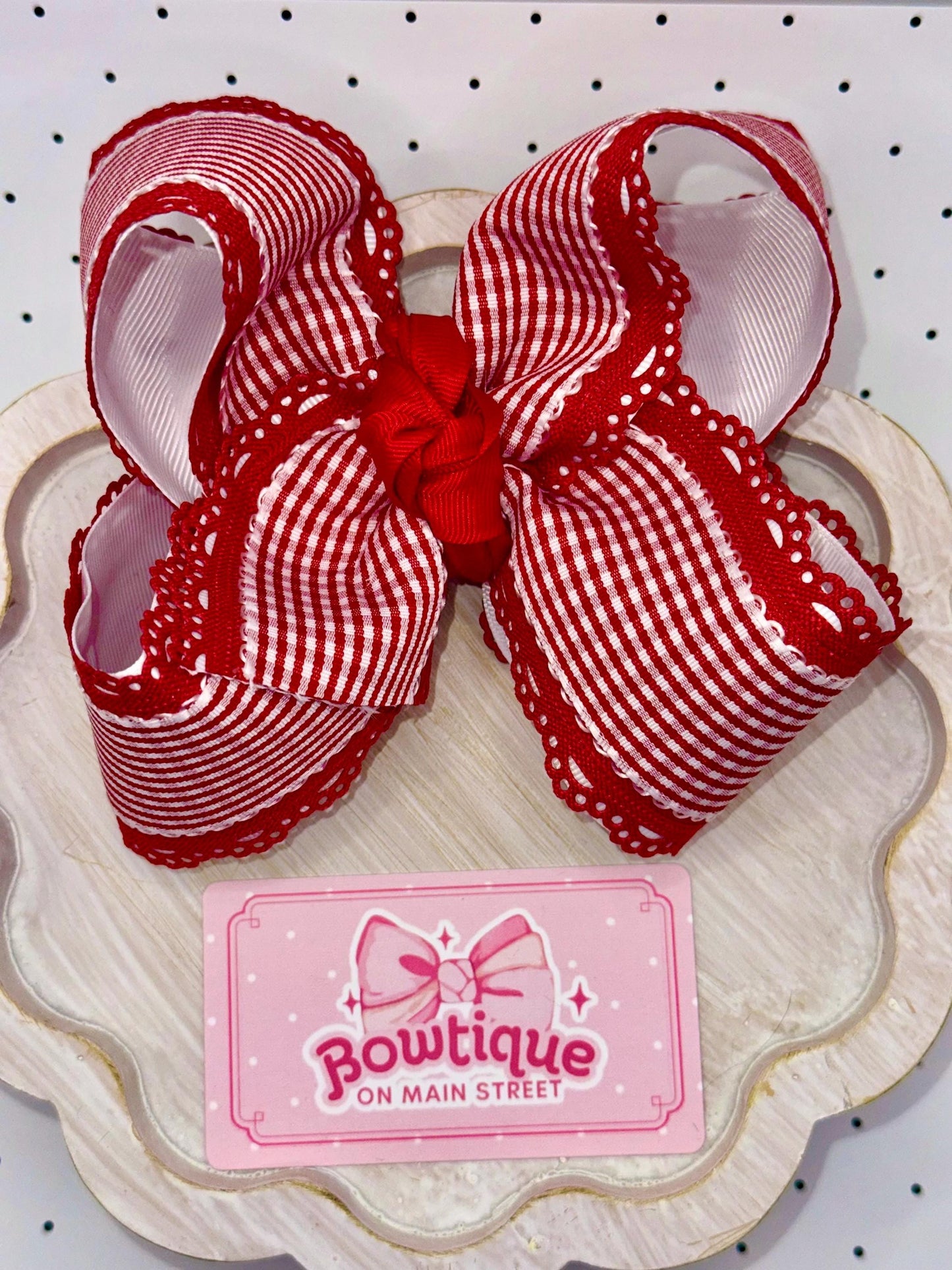 Red Gingham Plaid Boutique Style Bow