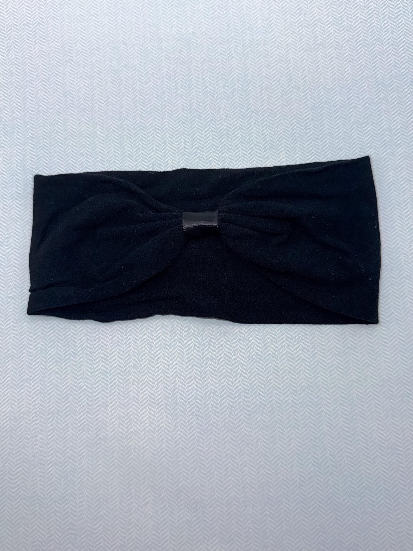 Wide Nylon Headband with Bow Attachment