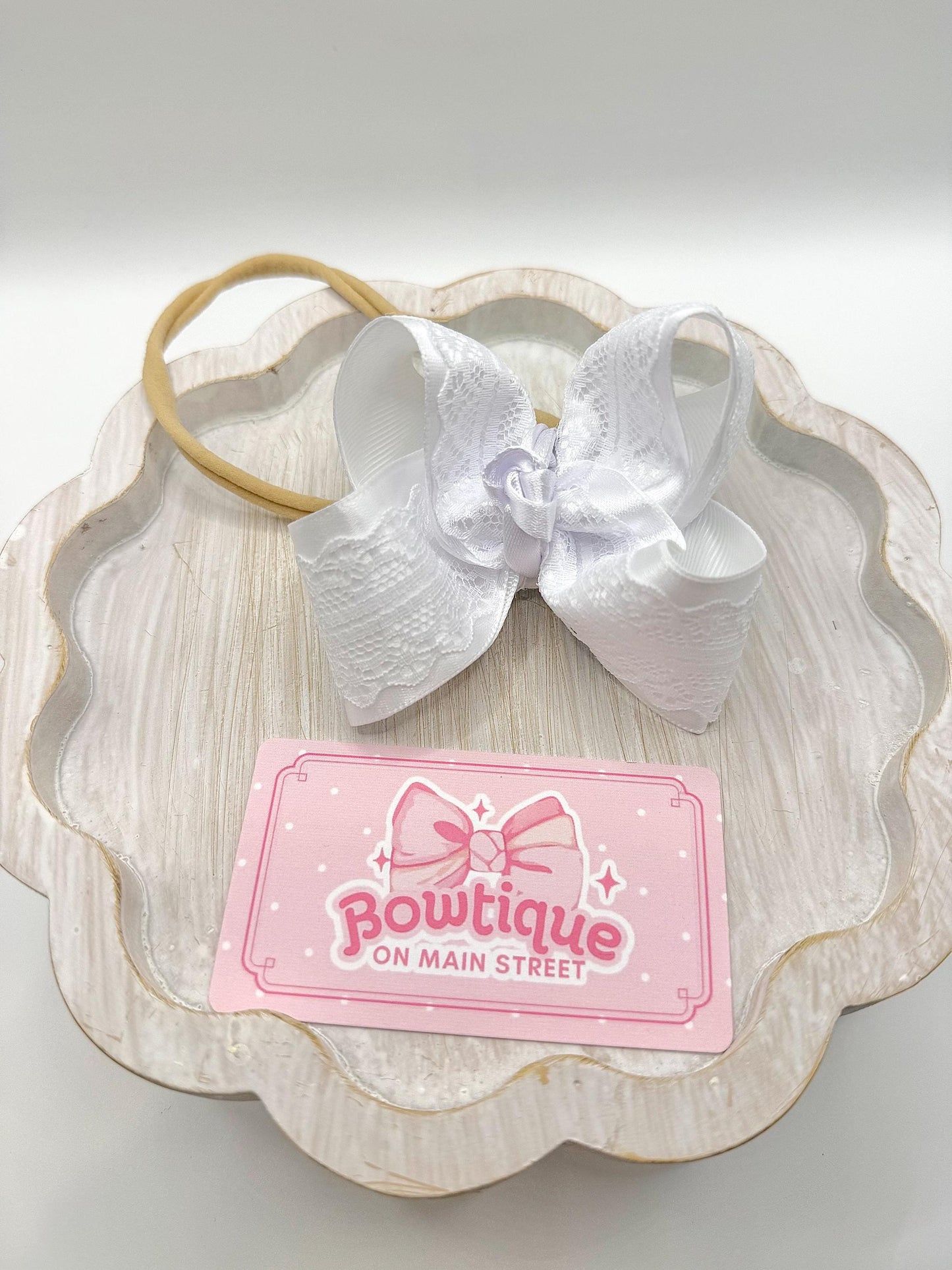 White Lace Micro Piggie Set Boutique Bows