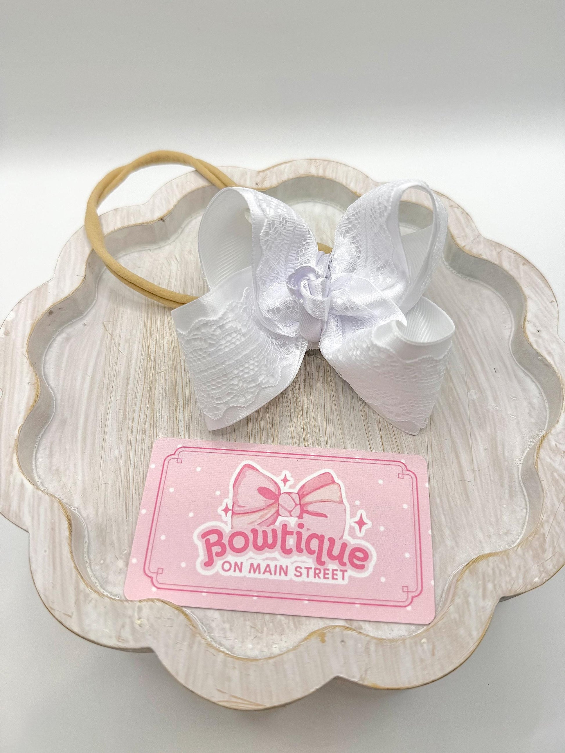 White Lace Micro Piggie Set Boutique Bows