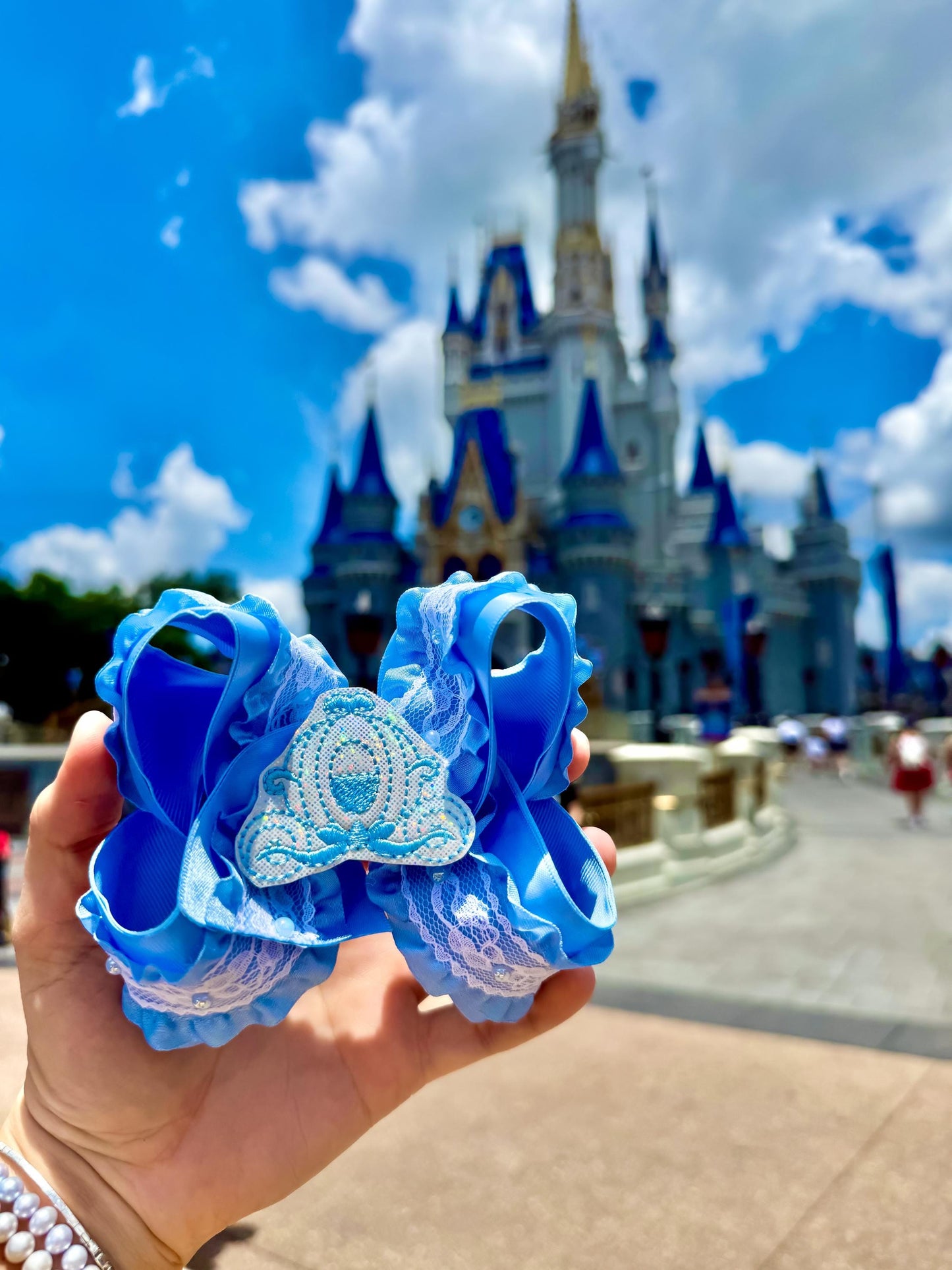 Cinderella Castle Carriage Blue Boutique Bow