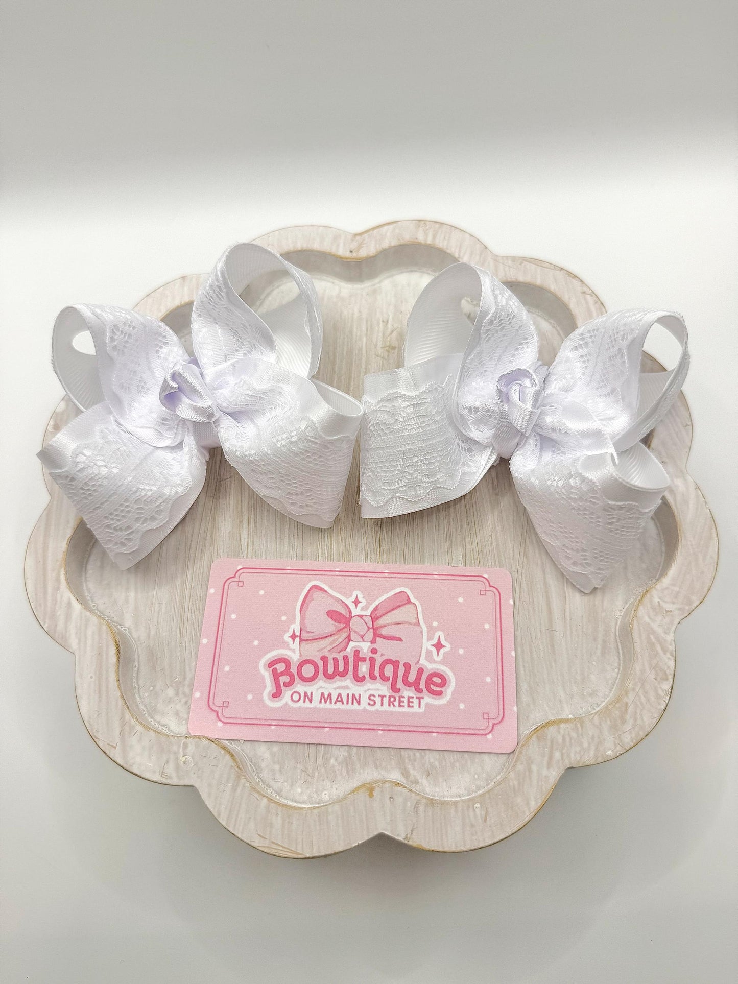 White Lace Micro Piggie Set Boutique Bows