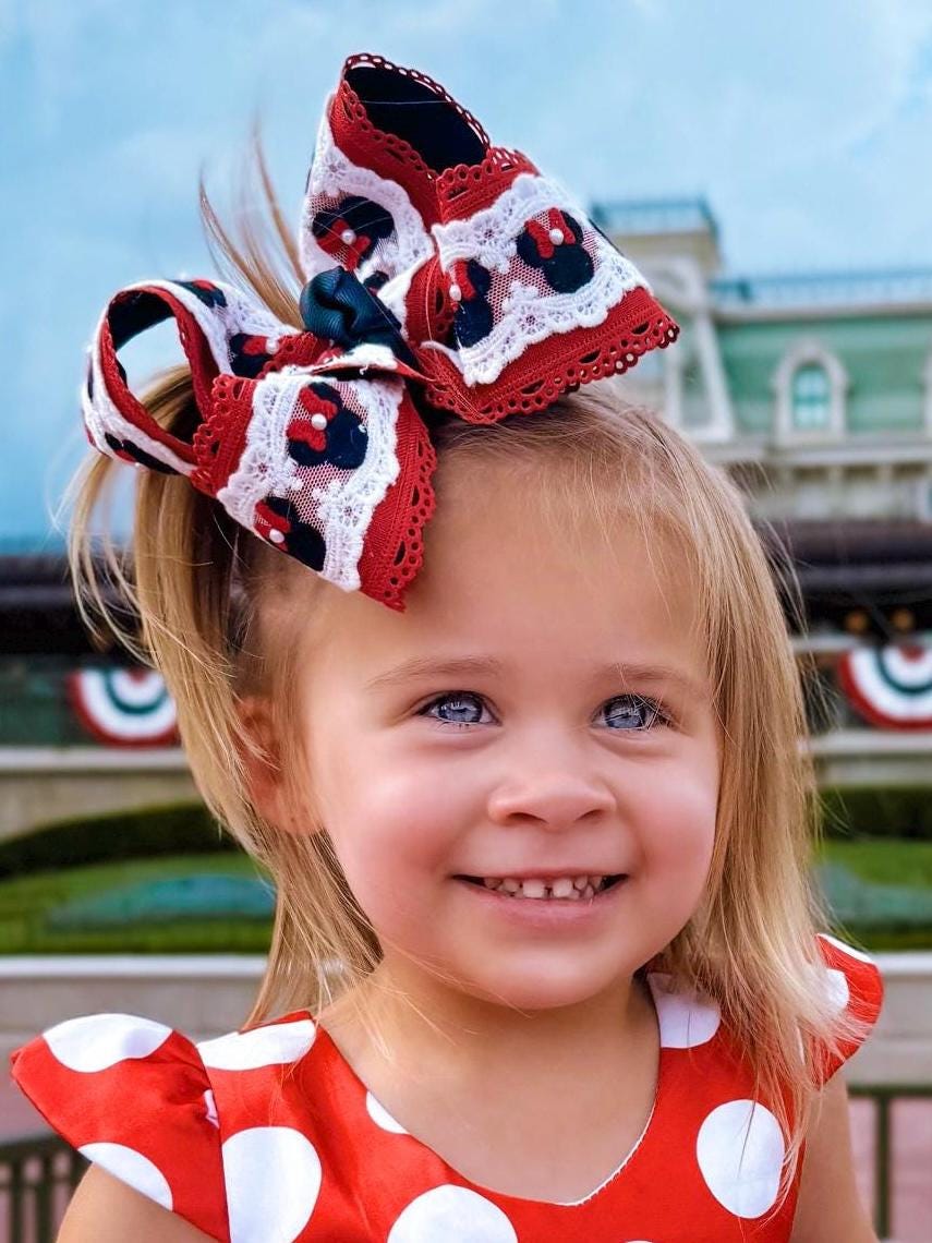 Minnie Lace Mickey Red and Black Boutique Bow