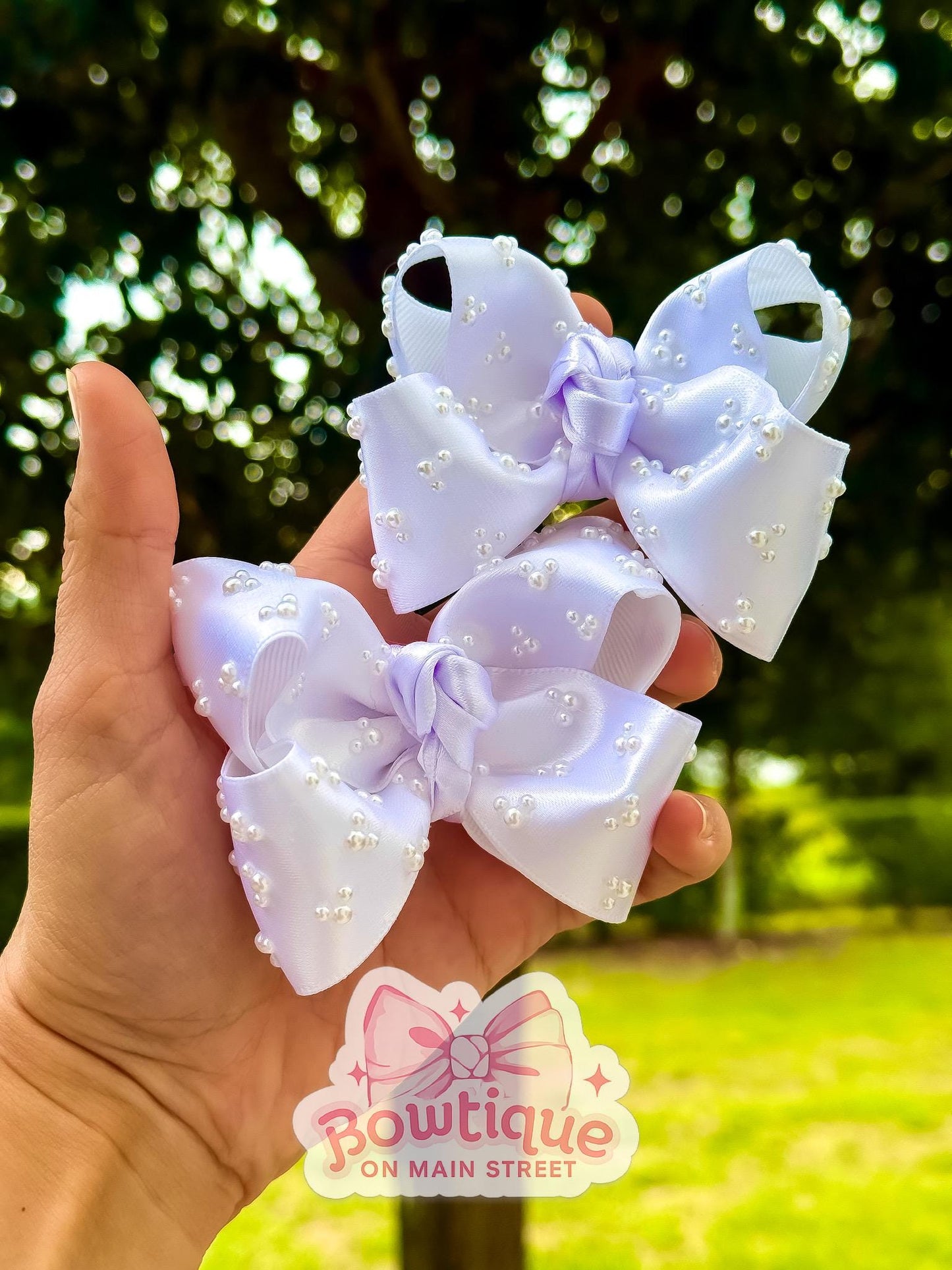 Minnie Mini Piggie Pearl Satin Set Boutique Bow