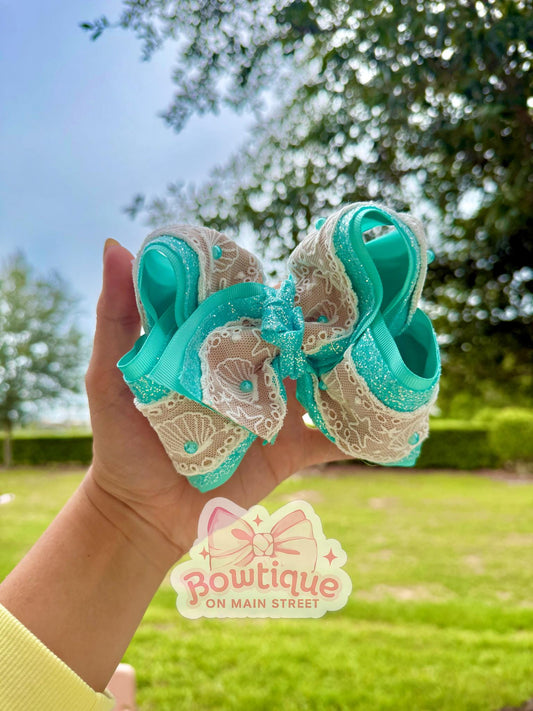 Shell Seashell Beach Lace Boutique Style Bow