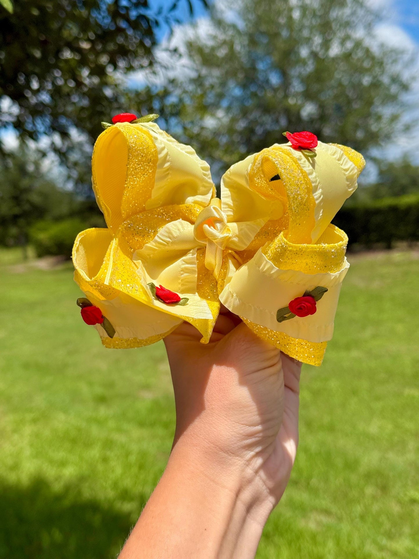 Sparkle Princess Belle Beauty and the Beast Inspired Boutique Hair Bow