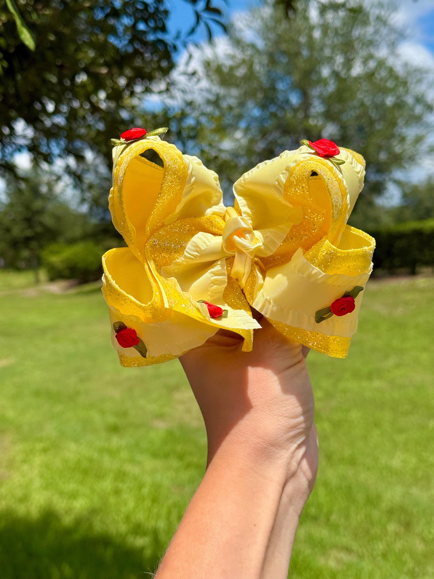 Sparkle Princess Belle Beauty and the Beast Inspired Boutique Hair Bow