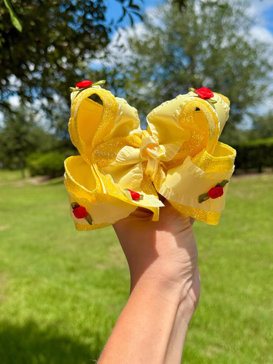 Sparkle Princess Belle Beauty and the Beast Inspired Boutique Hair Bow