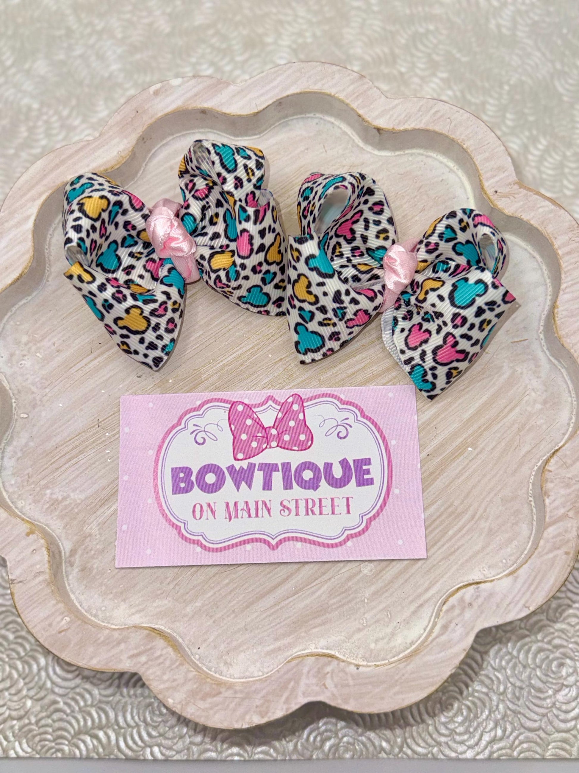 Animal Kingdom Mickey Cheetah Print Micro Piggy Bows