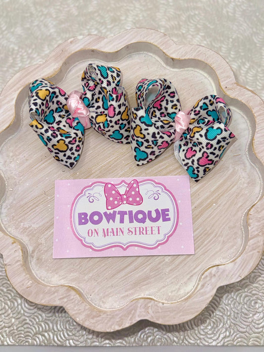 Animal Kingdom Mickey Cheetah Print Micro Piggy Bows